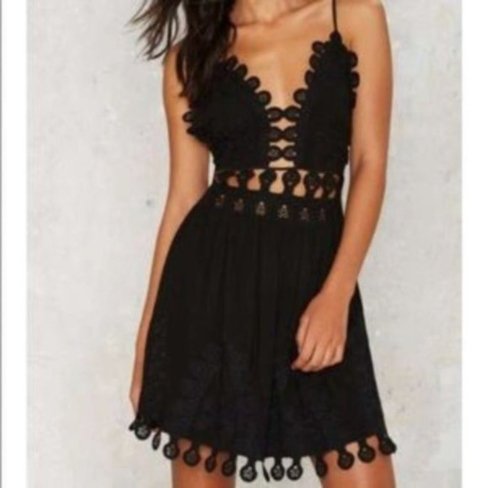 Black Lace / Crochet Mini Dress - Picture 2 of 4